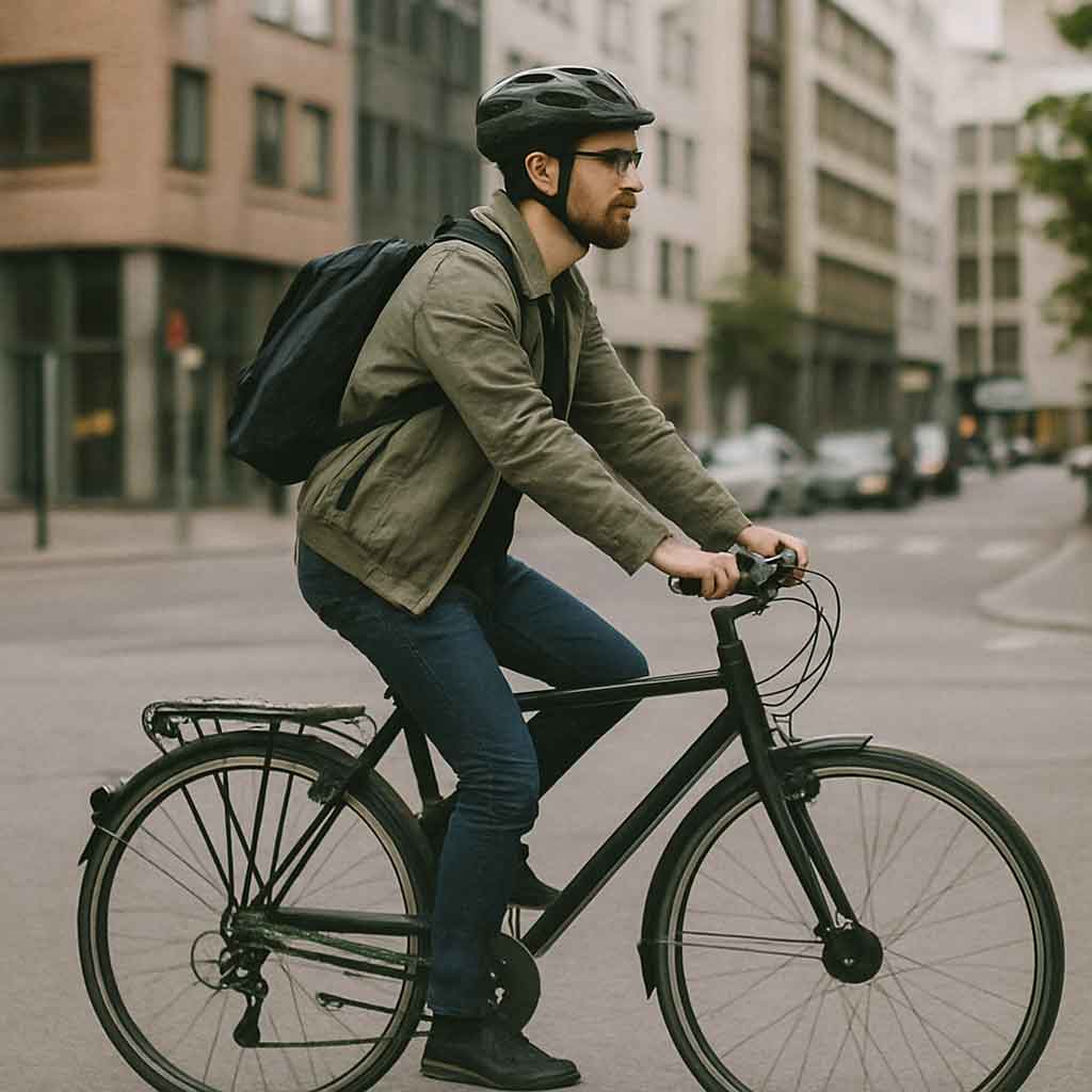 Urban cyclist on a city bike