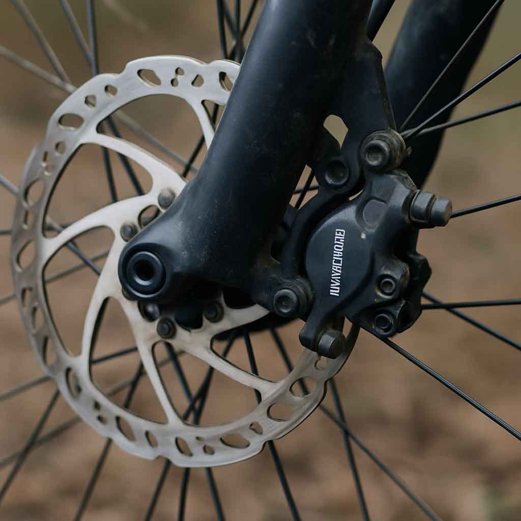 Disc brakes on a mountain bike