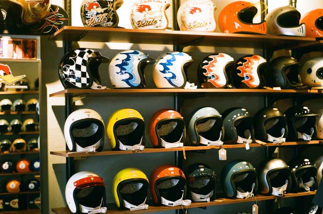 Display of popular helmet brands