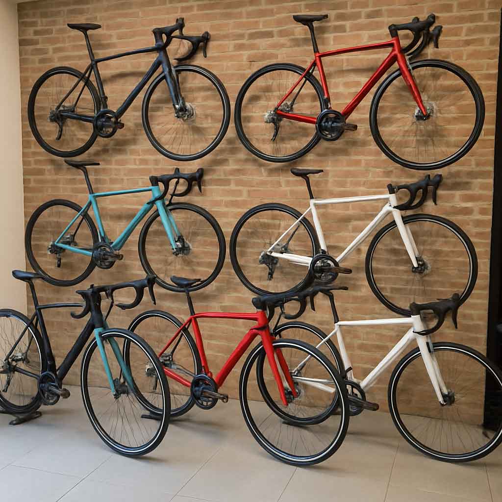 Display of road bikes in a shop