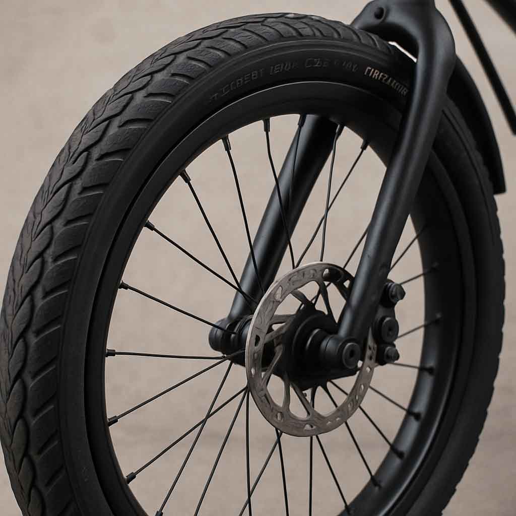 Close-up of a sturdy road bike wheel suitable for heavy riders