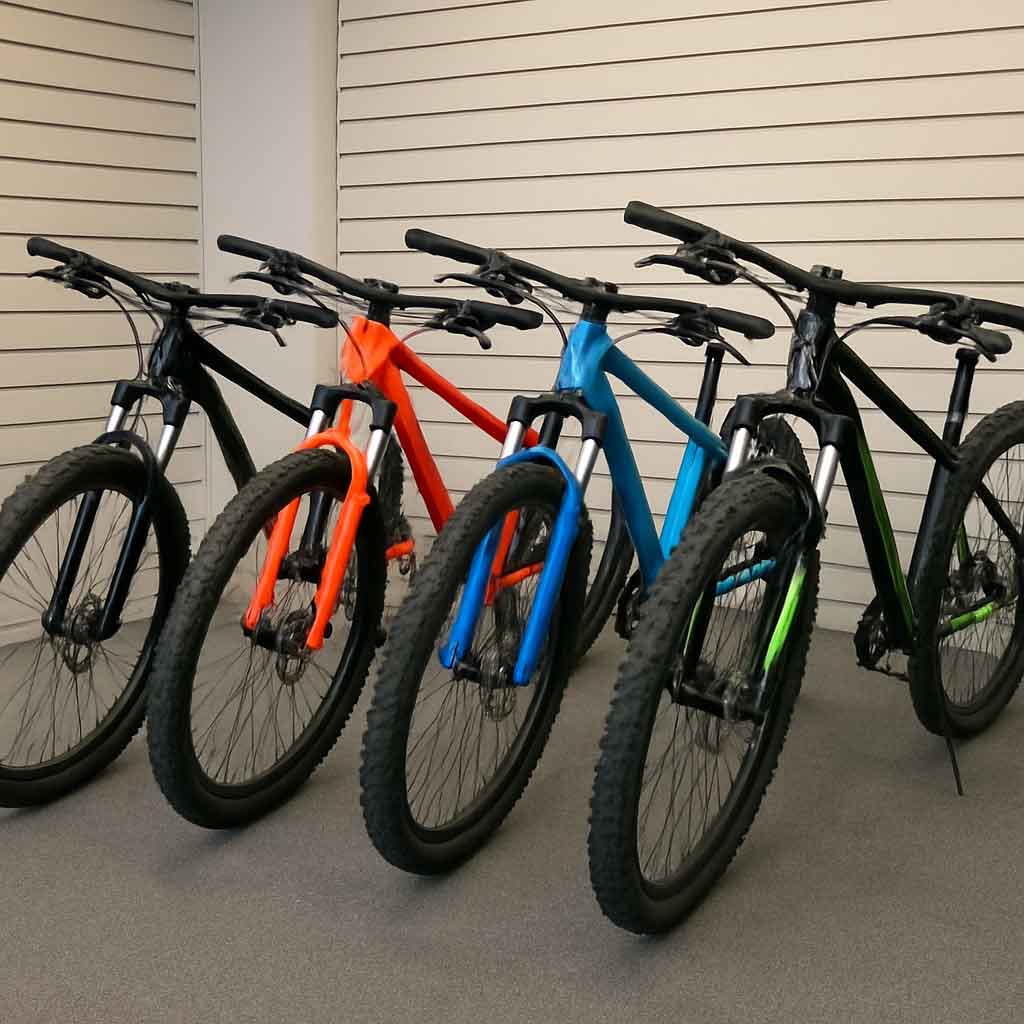 Mountain bikes on display