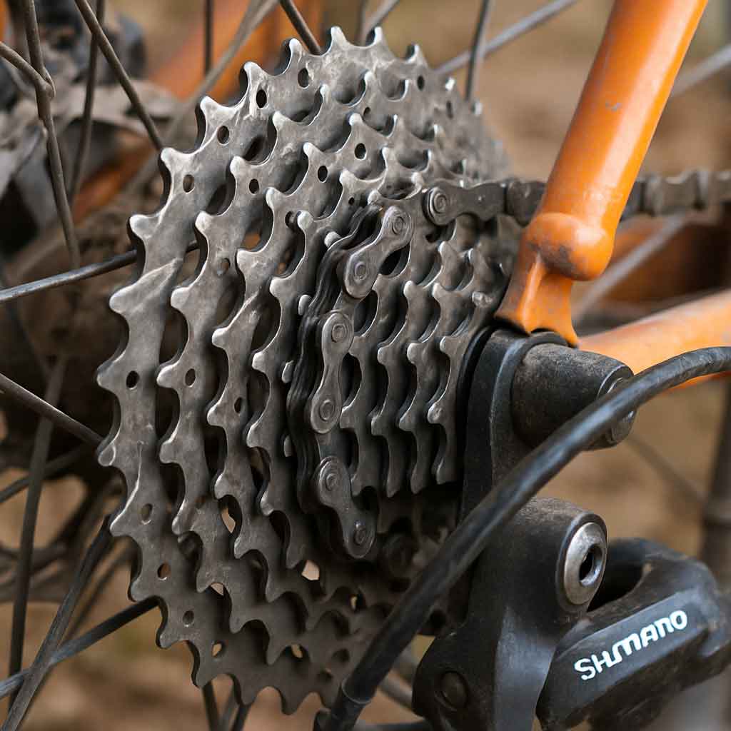 Close-up of mountain bike gears