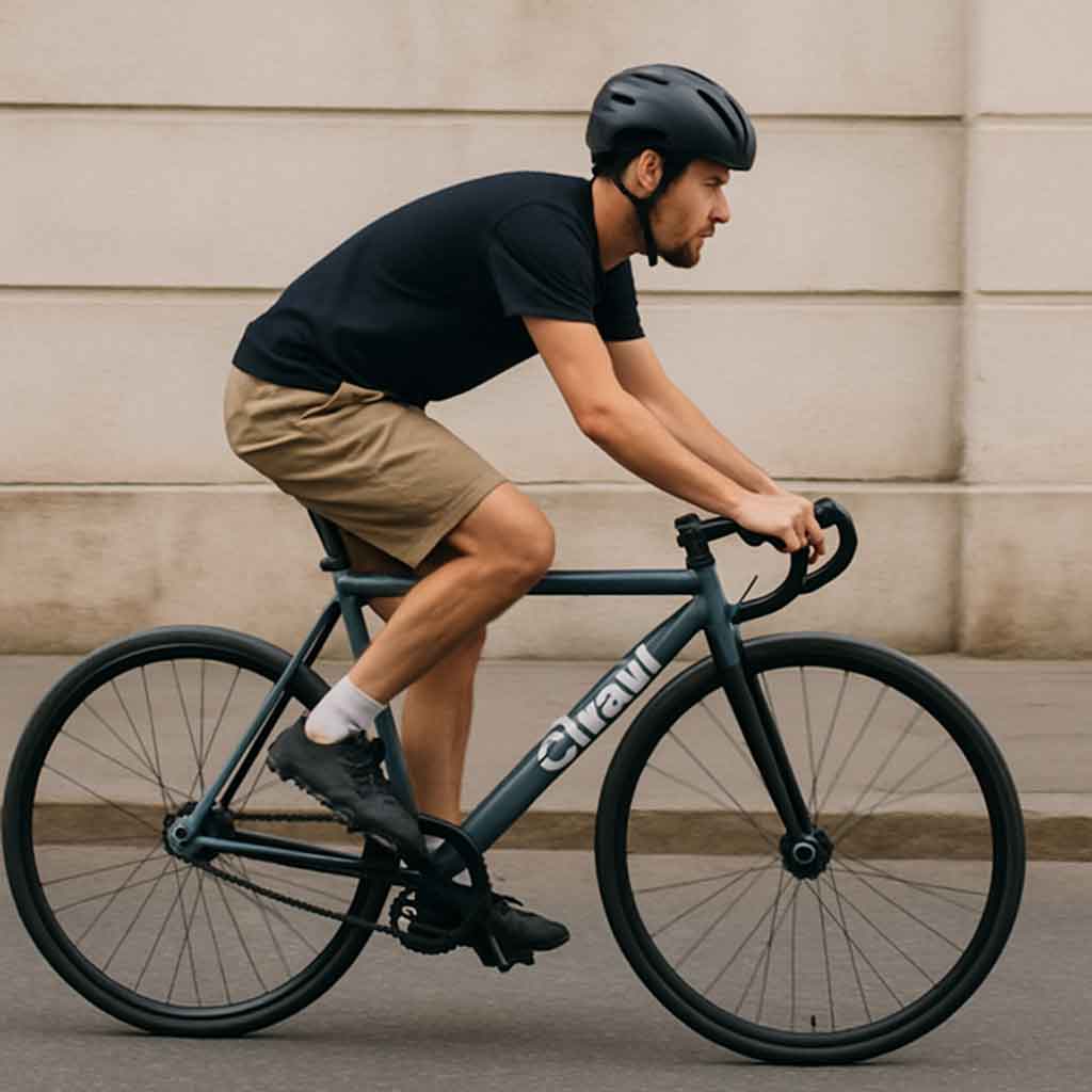 Rider on a Cinelli fixie bike