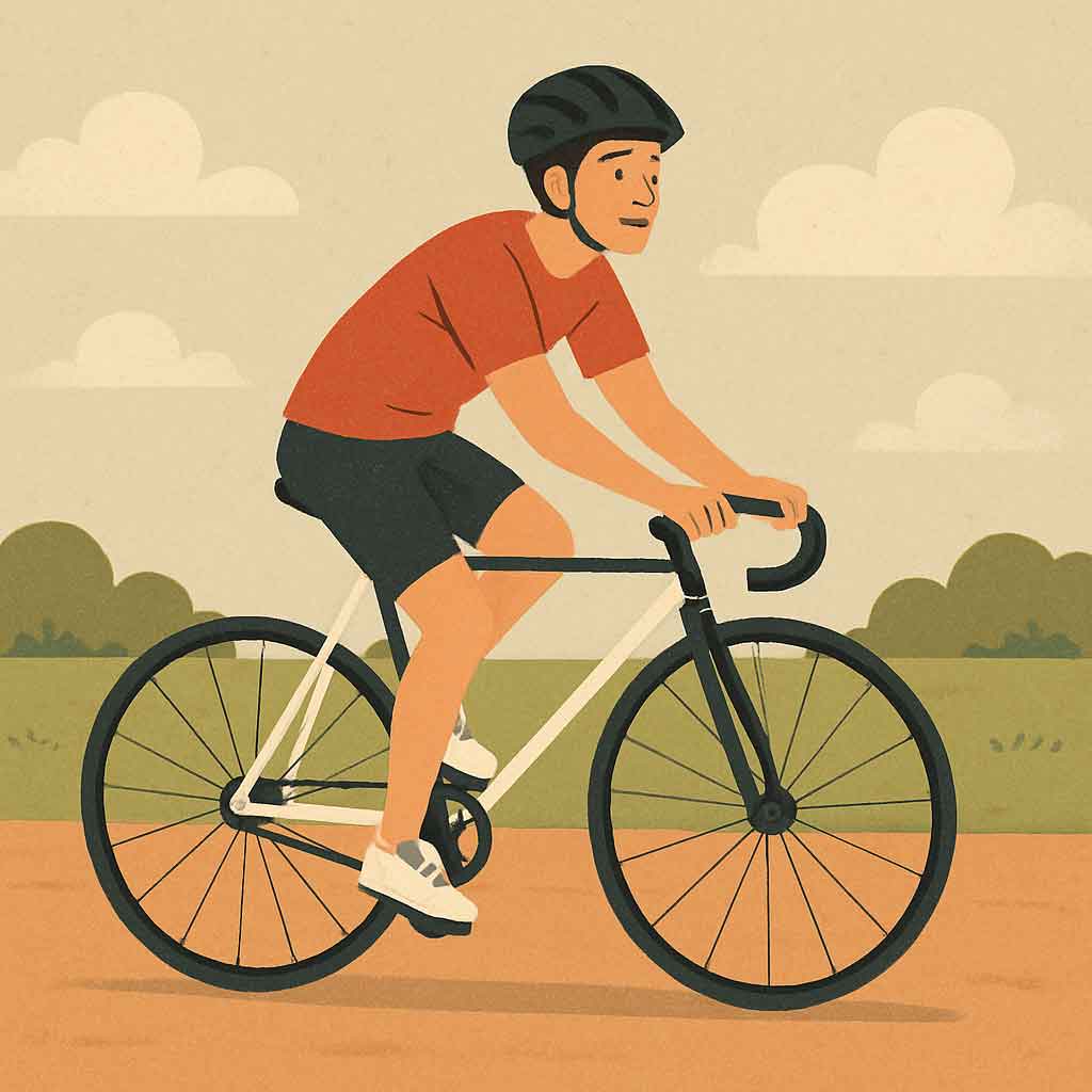 Cyclist enjoying a smooth ride on a fixie