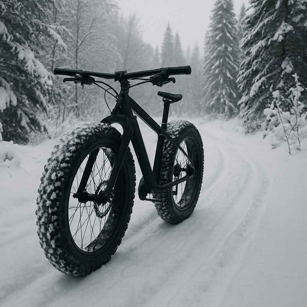 Fat bike on snowy trail