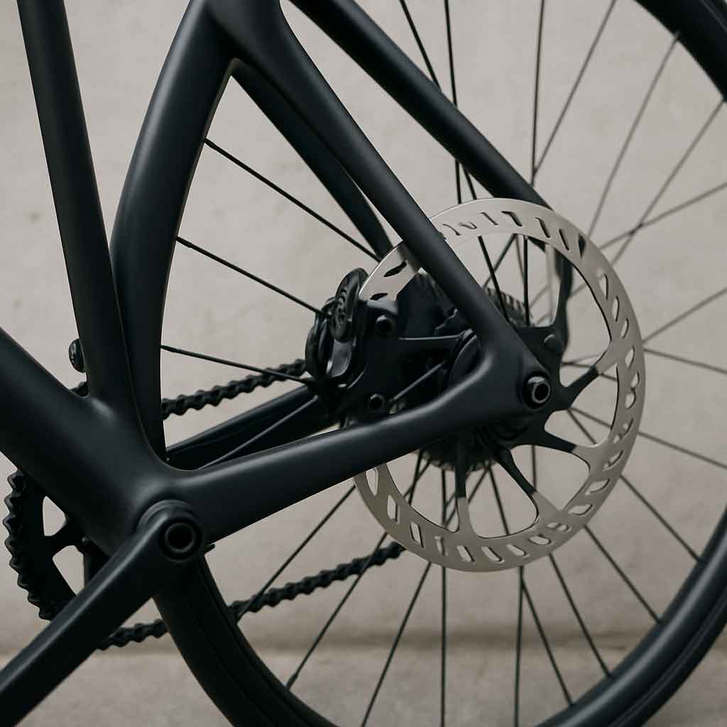 close-up of a bicycle disc frame
