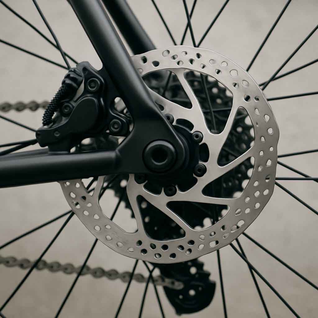 close-up of a bicycle disc frame